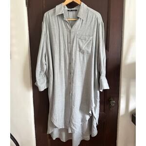 ZARA | Light Gray Oversized lightweight Shirt Dress High-Low Hem | Size Small